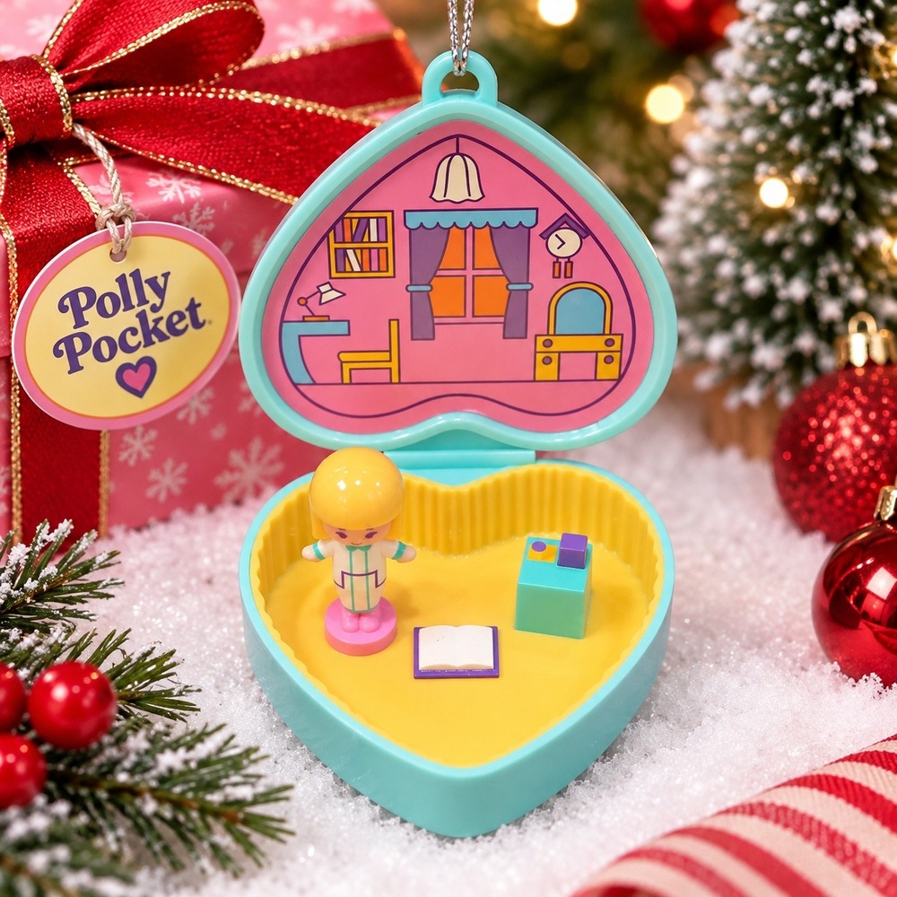 Polly Pocket Heart Compact Christmas Ornament 2026 Mattel Plastic NEW